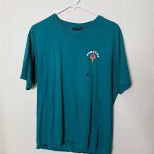 Teal Short Sleeve Tee with Mushroom Graphic